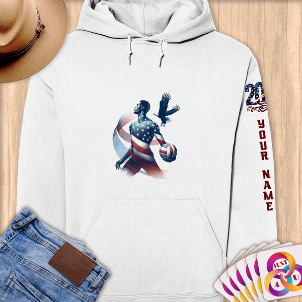 Physical Item S / White Volley Wings ~Limited Edition 2024 "USA Excellence" ~ Personalized Premium Hoodie