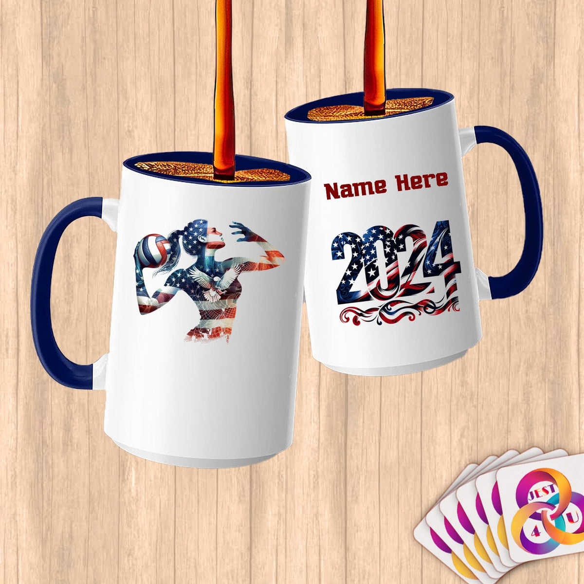 Physical Item 15oz / Blue Volleyball Eagle USA~Limited Edition 2024 "USA Excellence" ~ Customized Large 15oz Mug