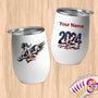 Physical Item 12 oz / White Volleyball Patriot Eagle~Limited Edition 2024 "USA Excellence" ~ Customizable 12oz Wine Tumbler with Lid