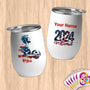 Physical Item 12 oz / White Volleyball Stars ~Limited Edition 2024 "USA Excellence" ~ Customizable 12oz Wine Tumbler with Lid