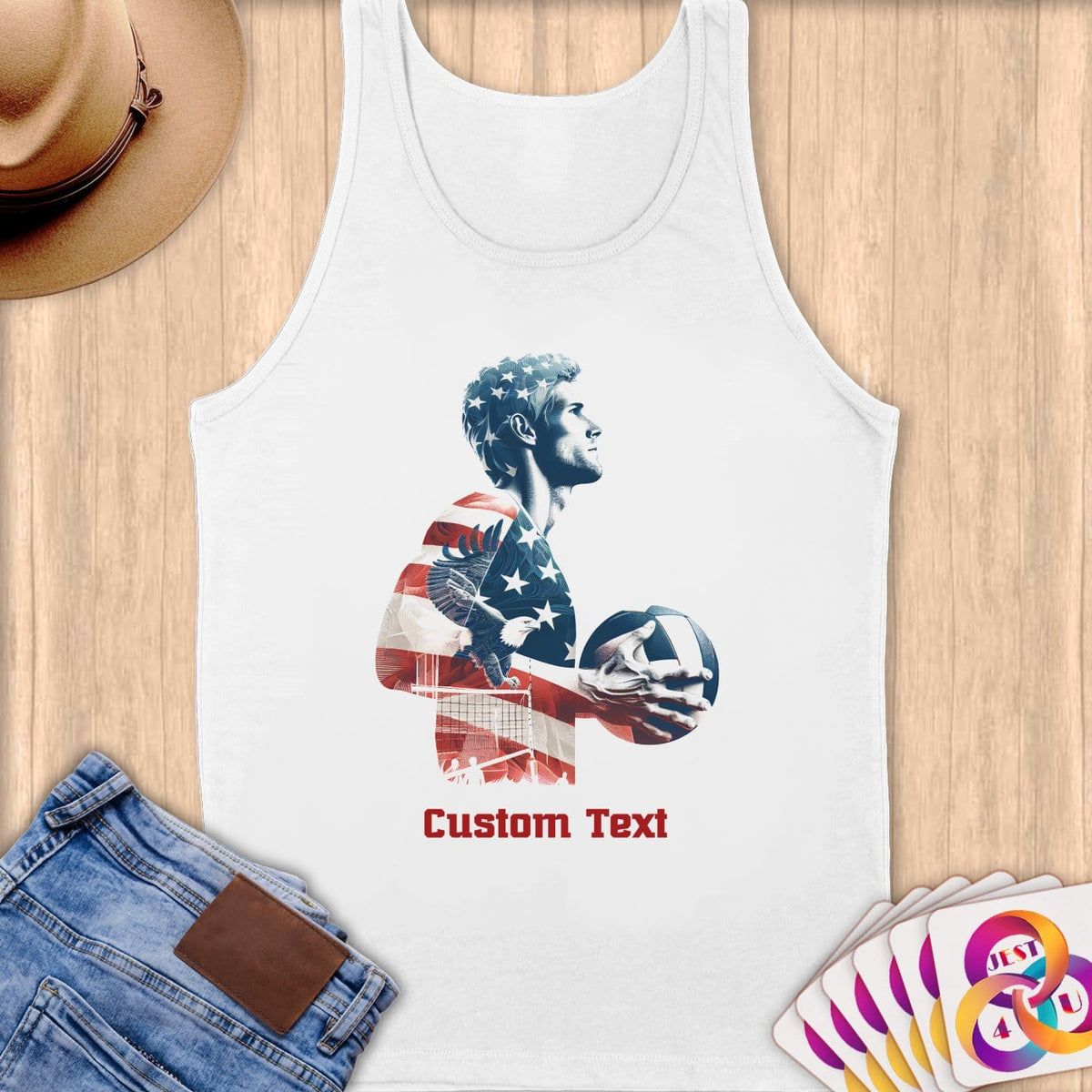 Physical Item S / White Volleyball Stars ~Limited Edition 2024 "USA Excellence" ~ Customizable Supersoft Tank Top