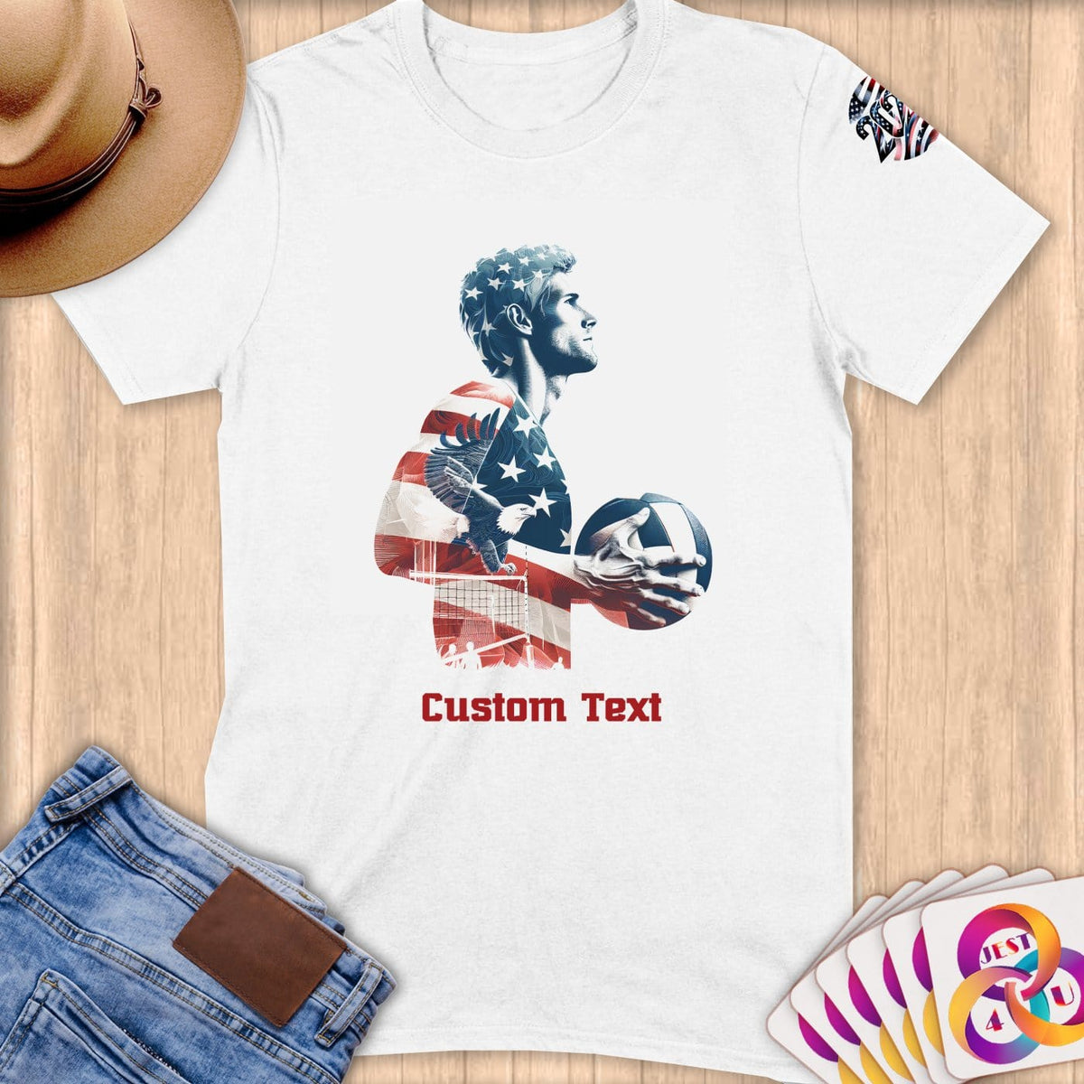 Physical Item S / White Volleyball Stars ~Limited Edition 2024 "USA Excellence" ~ Personalized Softstyle T-Shirt