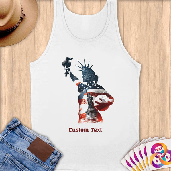 Physical Item S / White Volleyball Statue of Liberty ~ Limited Edition 2024 "USA Excellence" ~ Customizable Supersoft Tank Top