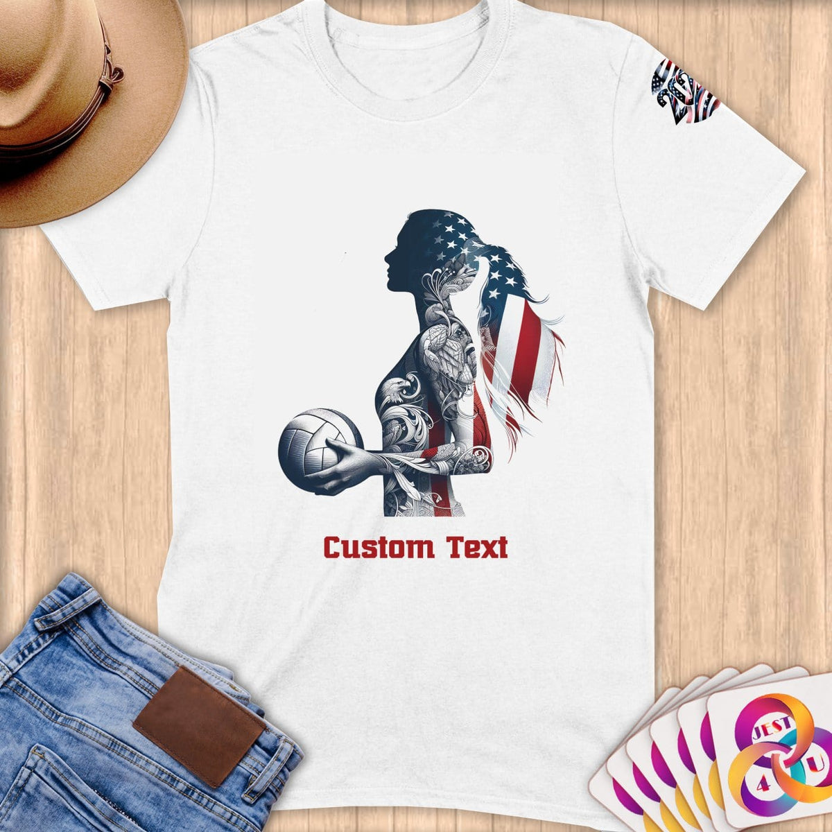 Physical Item S / White Volleyball Stripes ~Limited Edition 2024 "USA Excellence" ~ Personalized Softstyle T-Shirt