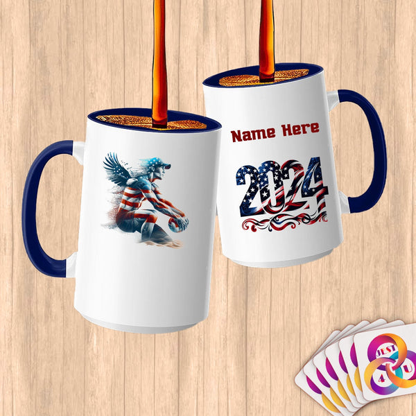 Physical Item 15oz / Blue Volleyball Wingman~Limited Edition 2024 "USA Excellence" ~ Customized Large 15oz Mug