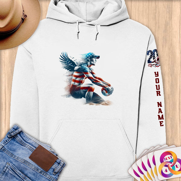 Physical Item S / White Volleyball Wingman~Limited Edition 2024 "USA Excellence" ~ Personalized Premium Hoodie