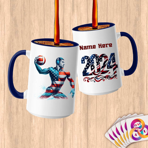 Physical Item 15oz / Blue Water Polo Champ ~ Limited Edition 2024 "USA Excellence" ~ Customized Large 15oz Mug