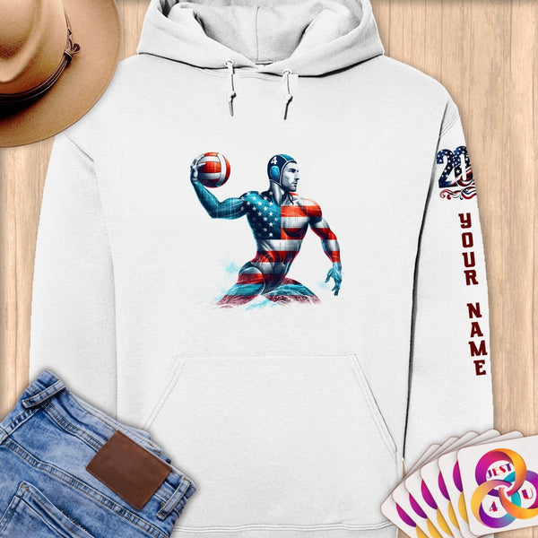 Physical Item S / White Water Polo Champ ~ Limited Edition 2024 "USA Excellence" ~ Personalized Premium Hoodie