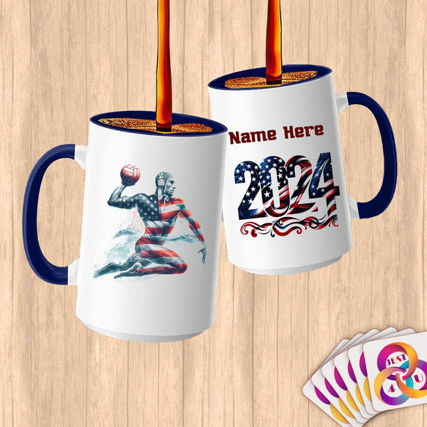 Physical Item 15oz / Blue Water Polo Flight ~ Limited Edition 2024 "USA Excellence" ~ Customized Large 15oz Mug