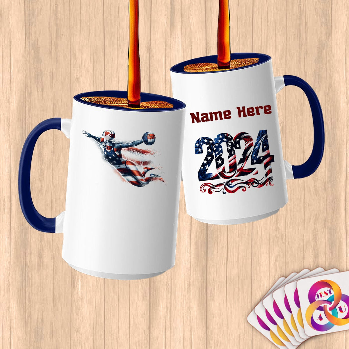 Physical Item 15oz / Blue Water Polo Flight ~ Limited Edition 2024 "USA Excellence" ~ Customized Large 15oz Mug