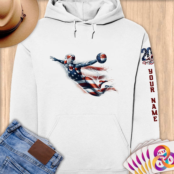 Physical Item S / White Water Polo Flight ~ Limited Edition 2024 "USA Excellence" ~ Personalized Premium Hoodie