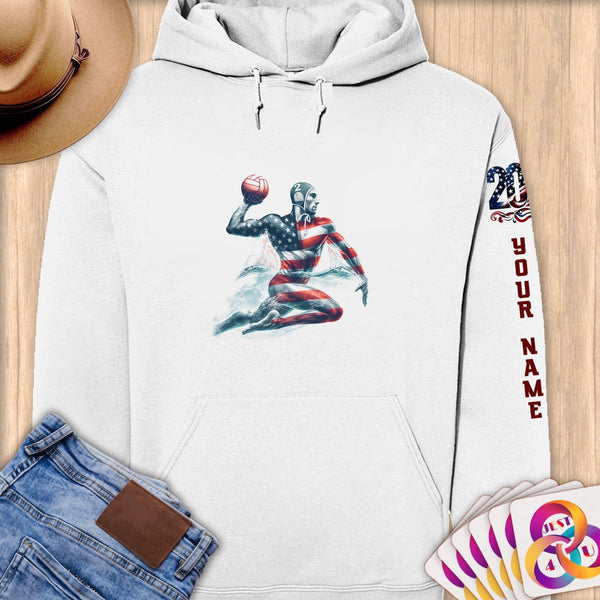 Physical Item S / White Water Polo Flight ~ Limited Edition 2024 "USA Excellence" ~ Personalized Premium Hoodie