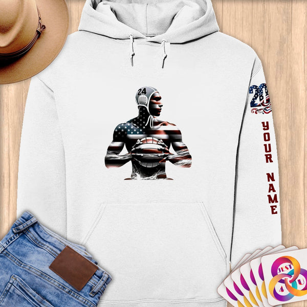 Physical Item S / White Water Polo Hero ~ Limited Edition 2024 "USA Excellence" ~ Personalized Premium Hoodie