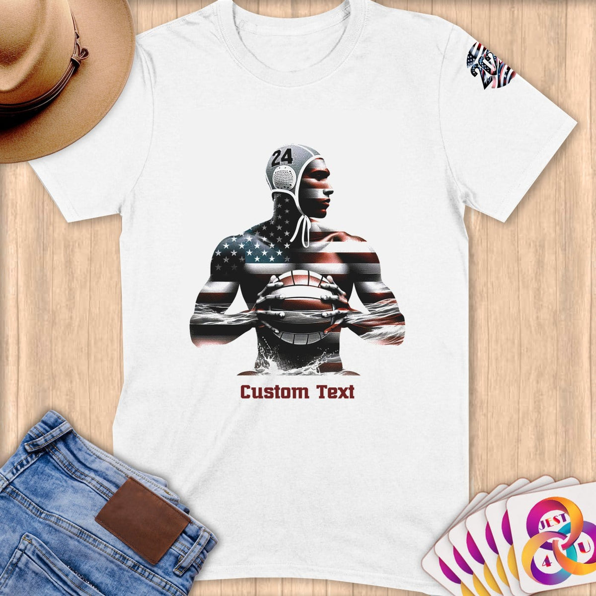 Physical Item S / White Water Polo Hero ~ Limited Edition 2024 "USA Excellence" ~ Personalized Softstyle T-Shirt