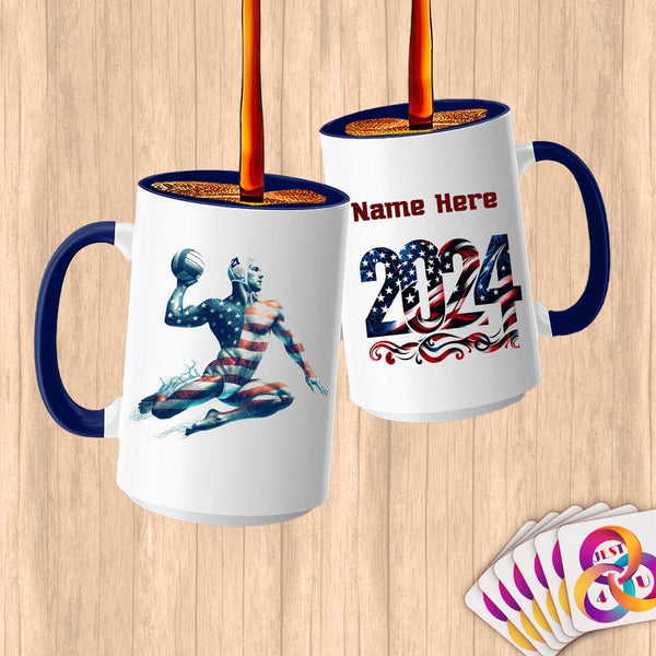 Physical Item 15oz / Blue Water Polo Patrio ~ Limited Edition 2024 "USA Excellence" ~ Customized Large 15oz Mug