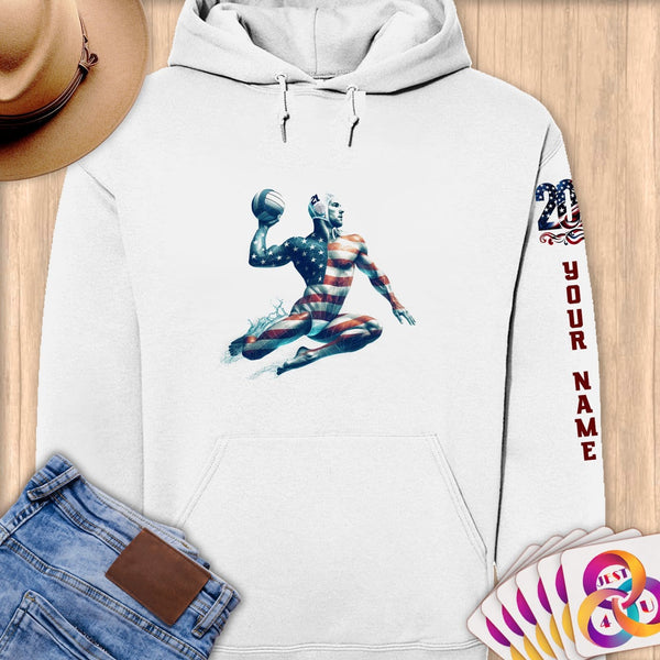 Physical Item S / White Water Polo Patrio ~ Limited Edition 2024 "USA Excellence" ~ Personalized Premium Hoodie
