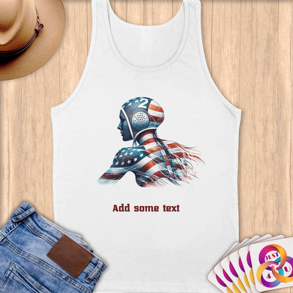 Physical Item S / White Water Polo Patriot ~ Limited Edition 2024 "USA Excellence" ~ Customizable Supersoft Tank Top
