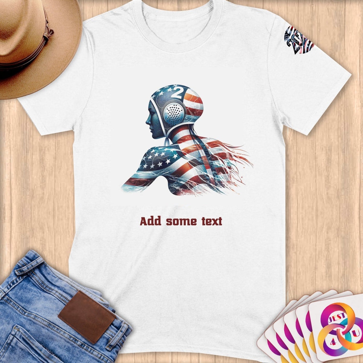 Physical Item S / White Water Polo Patriot ~ Limited Edition 2024 "USA Excellence" ~ Personalized Softstyle T-Shirt