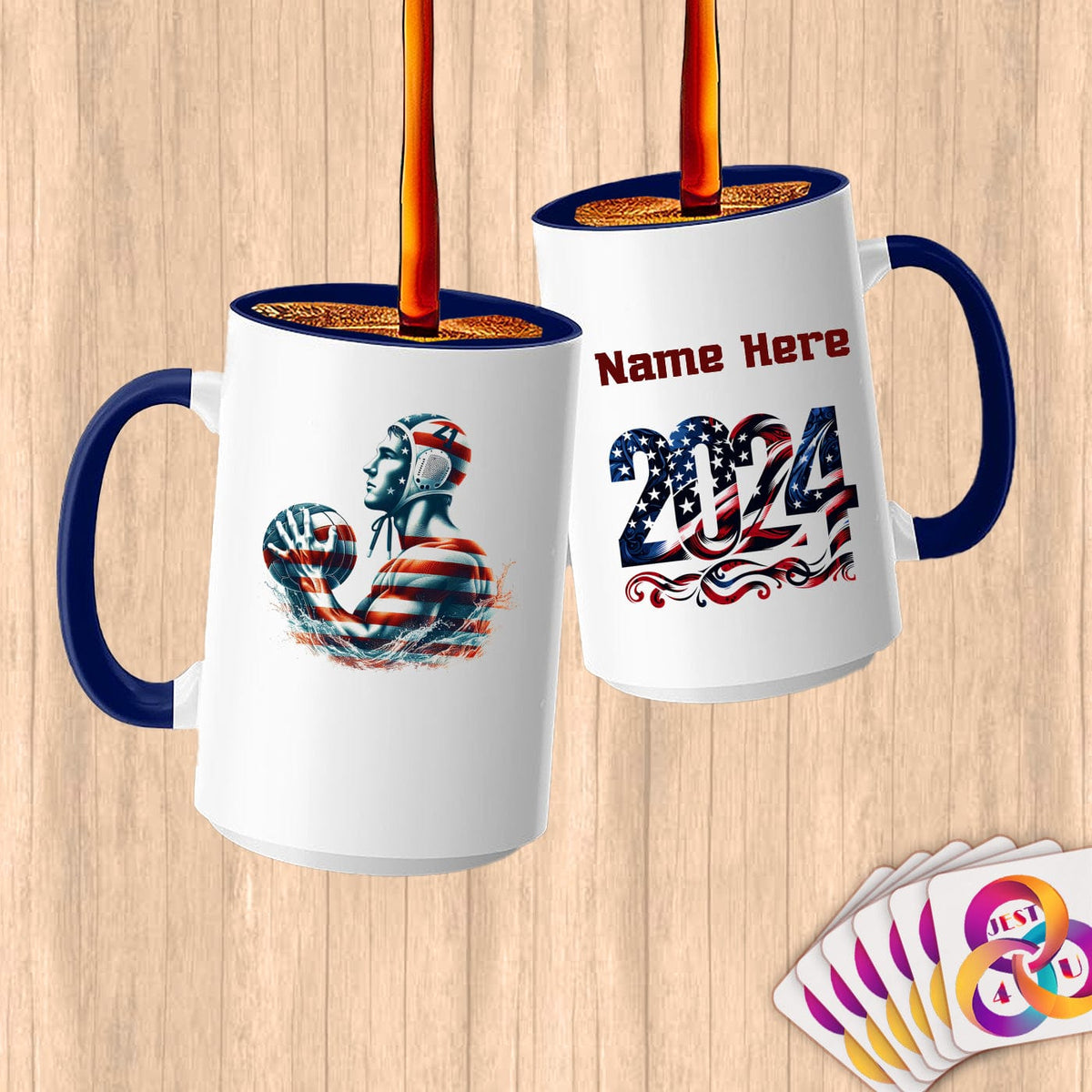 Physical Item 15oz / Blue Water Polo Power ~ Limited Edition 2024 "USA Excellence" ~ Customized Large 15oz Mug