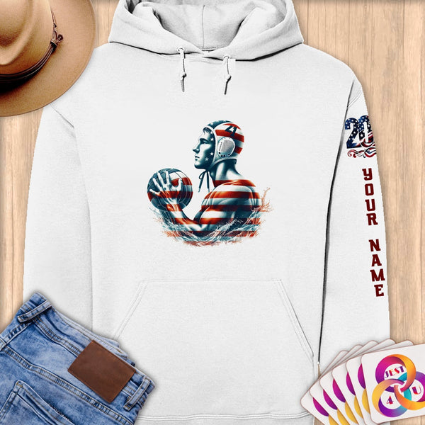 Physical Item S / White Water Polo Power ~ Limited Edition 2024 "USA Excellence" ~ Personalized Premium Hoodie