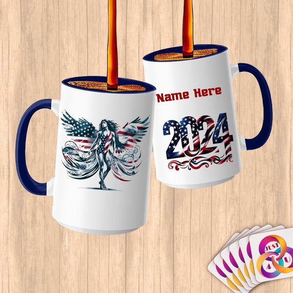 Physical Item 15oz / Blue Winged Athlete~Limited Edition 2024 "USA Excellence" ~ Customized Large 15oz Mug