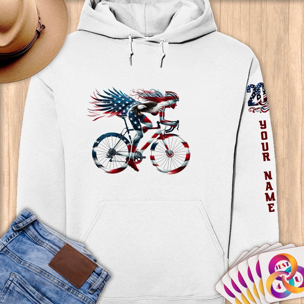 Physical Item S / White Winged Bicycle Rider~Limited Edition 2024 "USA Excellence" ~ Personalized Premium Hoodie
