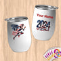 Physical Item 12 oz / White Winged Runner~Limited Edition 2024 "USA Excellence" ~ Customizable 12oz Wine Tumbler with Lid