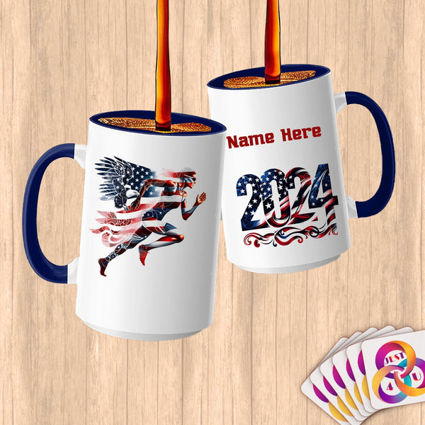 Physical Item 15oz / Blue Winged Runner~Limited Edition 2024 "USA Excellence" ~ Customized Large 15oz Mug