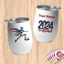 Physical Item 12 oz / White Winged Soccer Player~Limited Edition 2024 "USA Excellence" ~ Customizable 12oz Wine Tumbler with Lid
