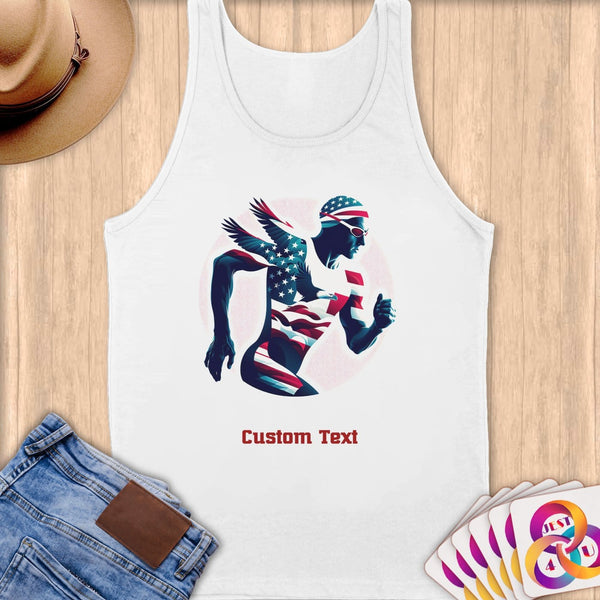 Physical Item S / White Winged Triathlete~Limited Edition 2024 "USA Excellence" ~ Customizable Supersoft Tank Top