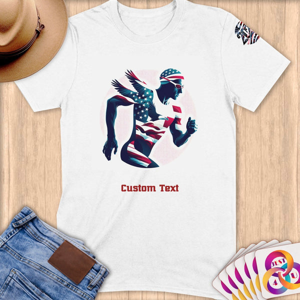 Physical Item S / White Winged Triathlete~Limited Edition 2024 "USA Excellence" ~ Personalized Softstyle T-Shirt