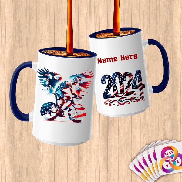 Physical Item 15oz / Blue Winged Wheels~Limited Edition 2024 "USA Excellence" ~ Customized Large 15oz Mug