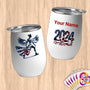Physical Item 12 oz / White Winged Wrestler~Limited Edition 2024 "USA Excellence" ~ Customizable 12oz Wine Tumbler with Lid