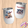 Physical Item 12 oz / White Wrestler Dreams~Limited Edition 2024 "USA Excellence" ~ Customizable 12oz Wine Tumbler with Lid