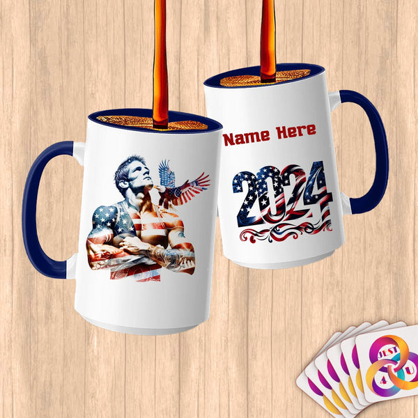 Physical Item 15oz / Blue Wrestler Dreams~Limited Edition 2024 "USA Excellence" ~ Customized Large 15oz Mug