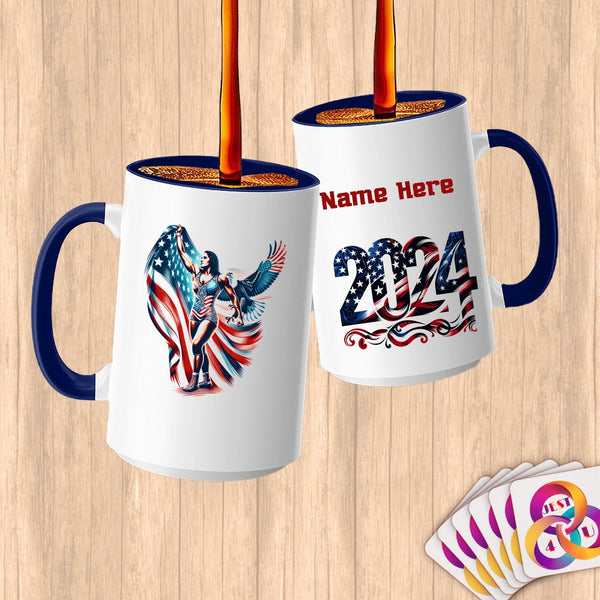 Physical Item 15oz / Blue Wrestling Goddess~Limited Edition 2024 "USA Excellence" ~ Customized Large 15oz Mug