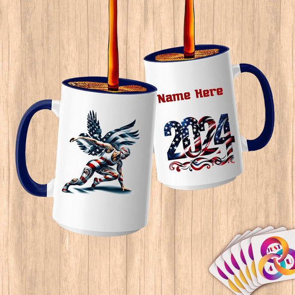 Physical Item 15oz / Blue Wrestling Star~Limited Edition 2024 "USA Excellence" ~ Customized Large 15oz Mug