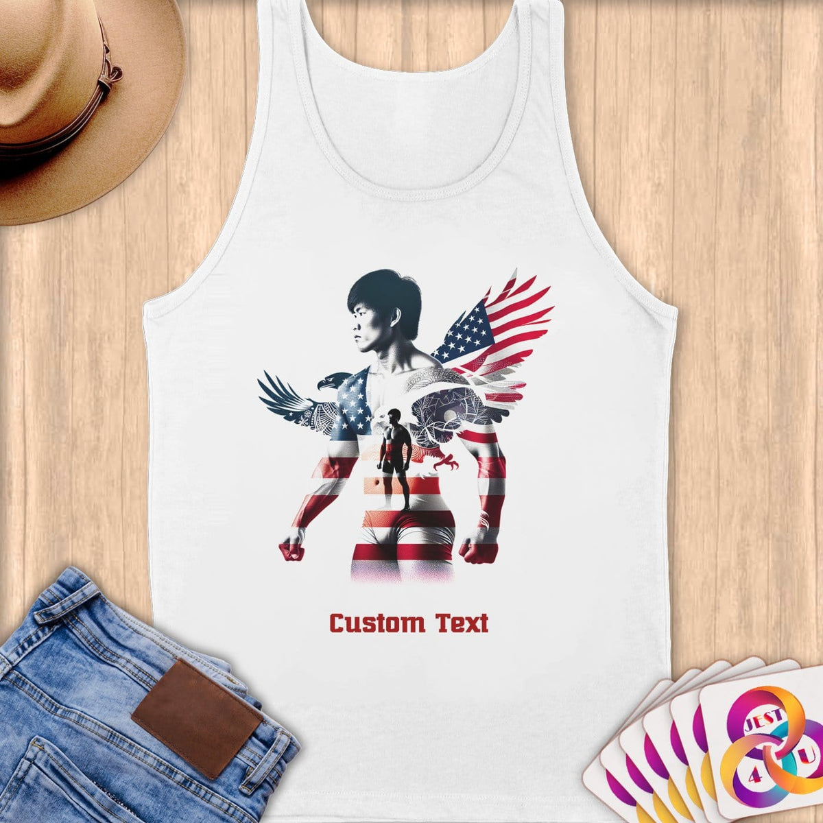 Physical Item S / White Wrestling Wings~Limited Edition 2024 "USA Excellence" ~ Customizable Supersoft Tank Top