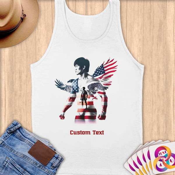 Physical Item S / White Wrestling Wings~Limited Edition 2024 "USA Excellence" ~ Customizable Supersoft Tank Top